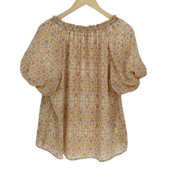 Show Me Your Mumu Women’s Kirby Floral Puff Short Sleeve Blouse Yellow Sz Medium - Picture 5 of 10